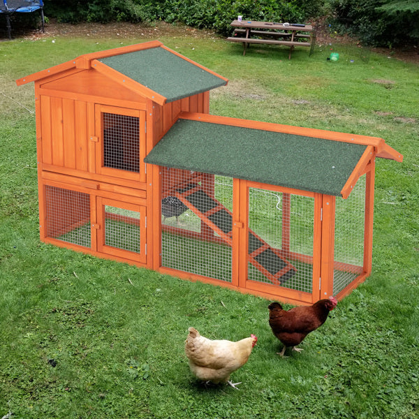 61 Inch Natural Wood Color Roof Double Layered Triangular Belt Running Cage