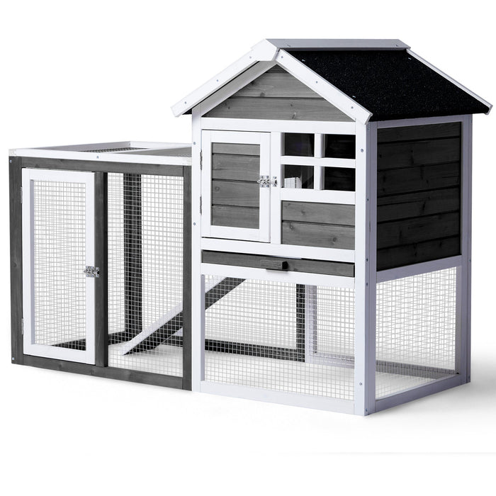 Wooden Rabbit House Outdoor Chicken House Indoor Rabbit Cage With Running, Guinea Pig House Pet House With Pull Out On Tray