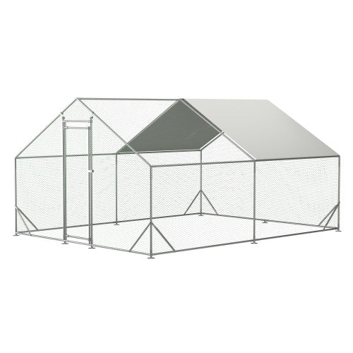 Large Metal Chicken Coop, Walk-in Chicken Run,Galvanized Wire Poultry Chicken Hen Pen Cage, Rabbits Duck Cages With Waterproof And Anti-Ultraviolet Cover For Outside 10 L X 13 W X 6.56 H