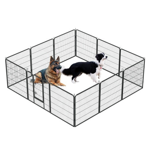 Dog Pens Outdoor 32 Height Foldable 12 Panels Heavy Duty Metal Portable Dog Playpen Indoor Anti Rust Exercise Dog Fence With Doors For Large Medium Small Pets Play Pen For RV Camping Yard