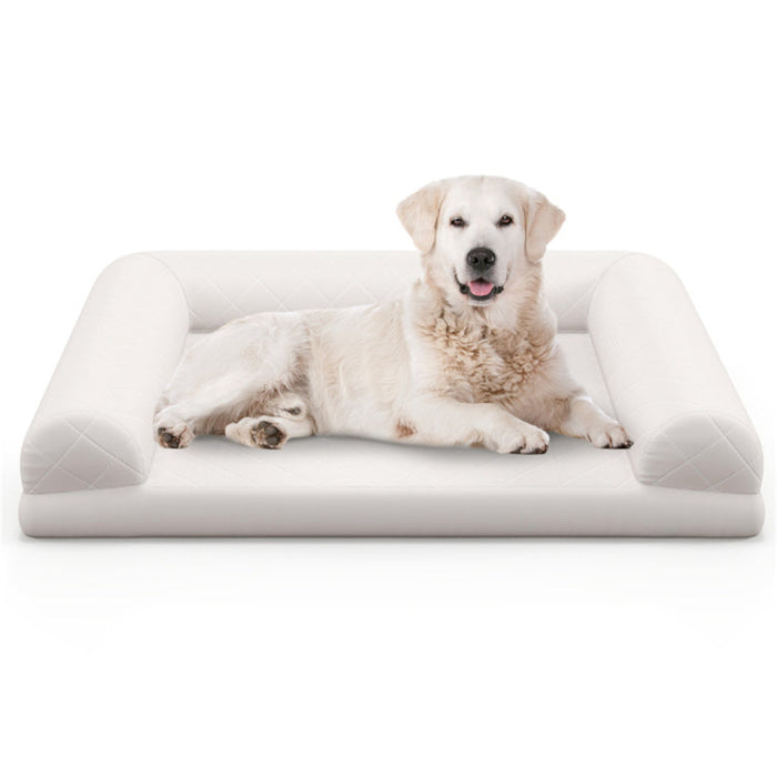 36 Inches Orthopedic Dog Bed, Egg Bubble Dog Cage Bed With 3 Side Pads And Removable Washable Bedspread, Beige