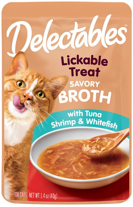 Hartz Delectables Savory Broth Lickable Treat for Cats Tuna Shrimp and Whitefish
