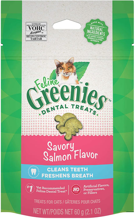 Greenies Feline Natural Dental Treats Tempting Salmon Flavor