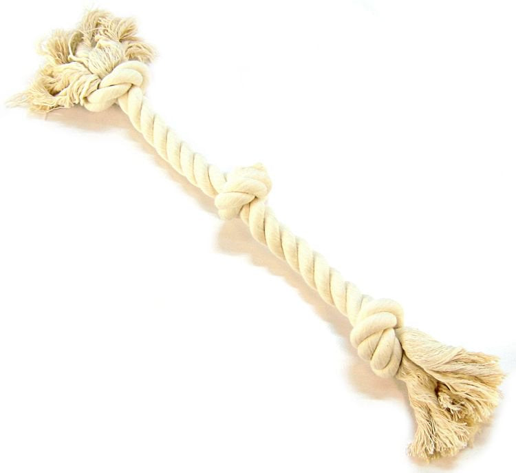 Mammoth Pet Flossy Chews 3 Knot Rope Tug Toy for Dogs White