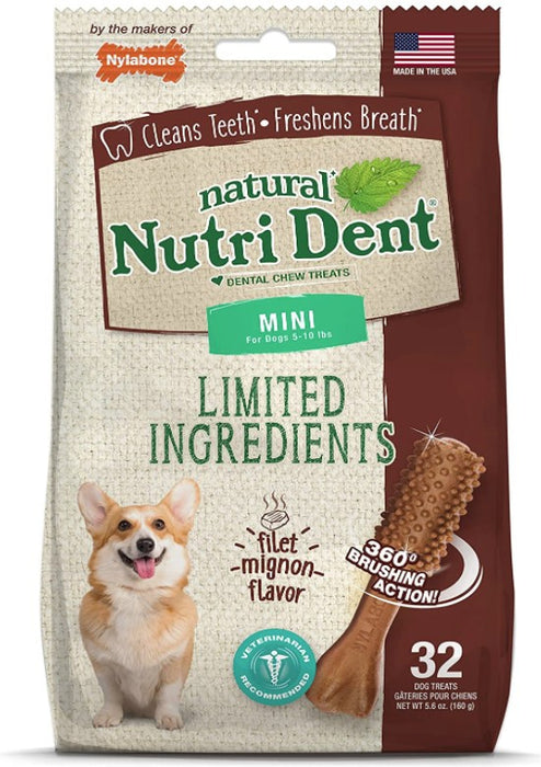 Nylabone Natural Nutri Dent Filet Mignon Limited Ingredients Mini Dog Chews