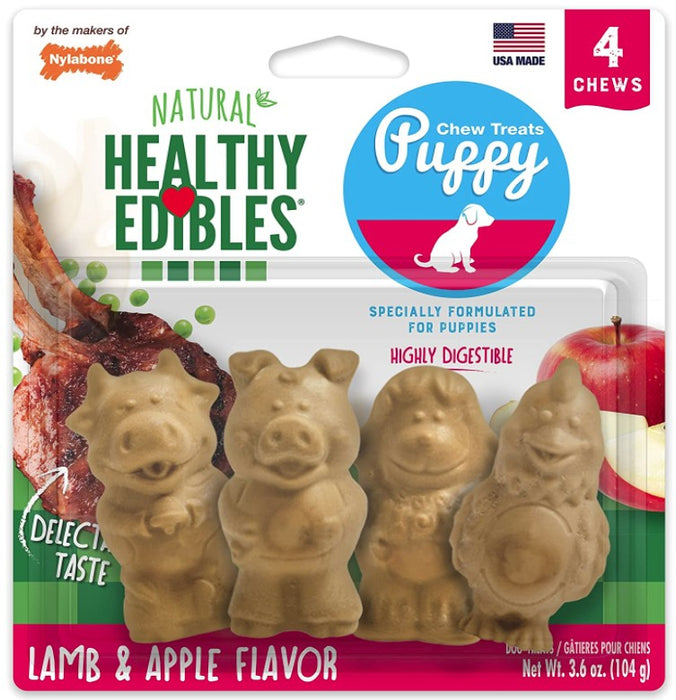 Nylabone Healthy Edibles Natural Puppy Chew Treats Lamb and Apple Flavor