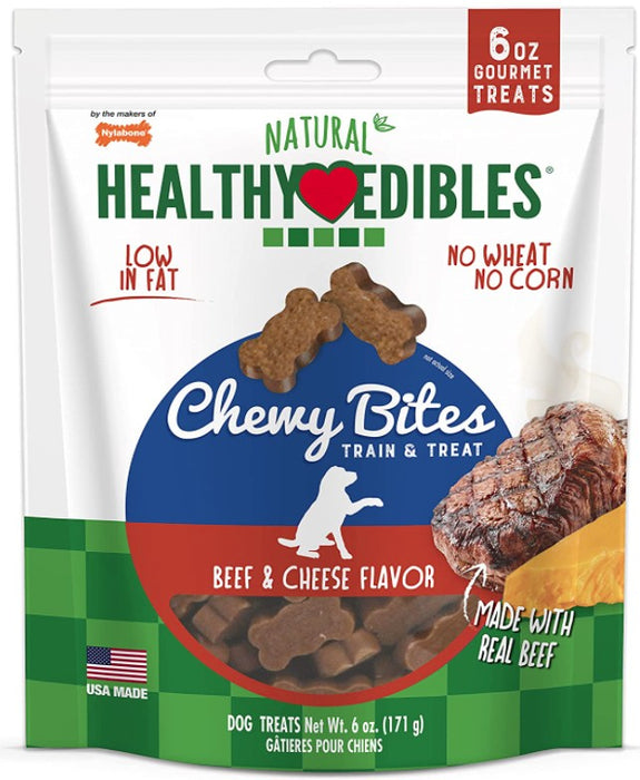 Nylabone Natural Healthy Edibles Beef and Cheese Chewy Bites Dog Treats